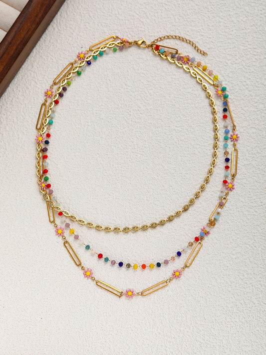 Dopamine Beaded Layered Necklace