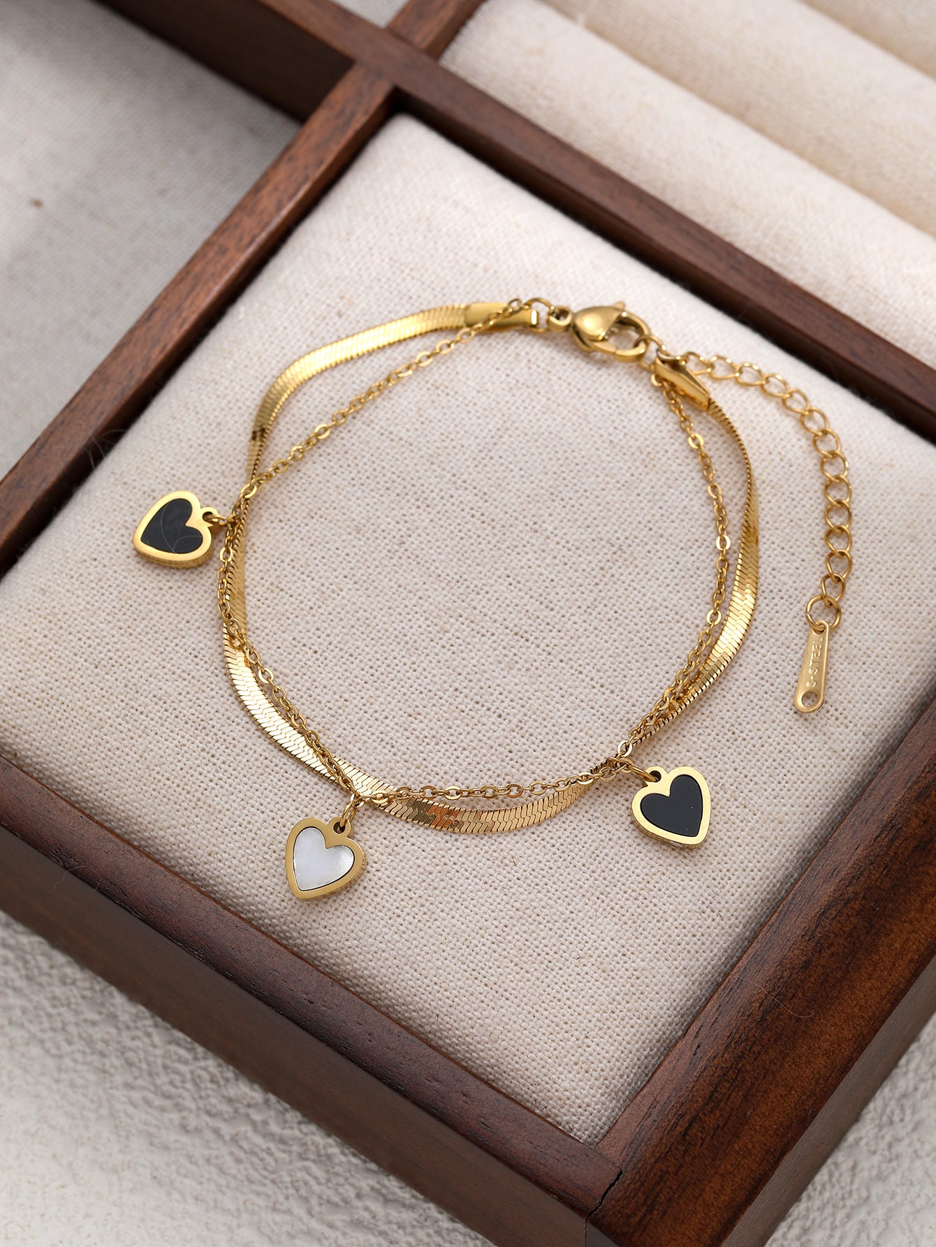 Heart Charm Bracelet Gold Plated Titanium Steel