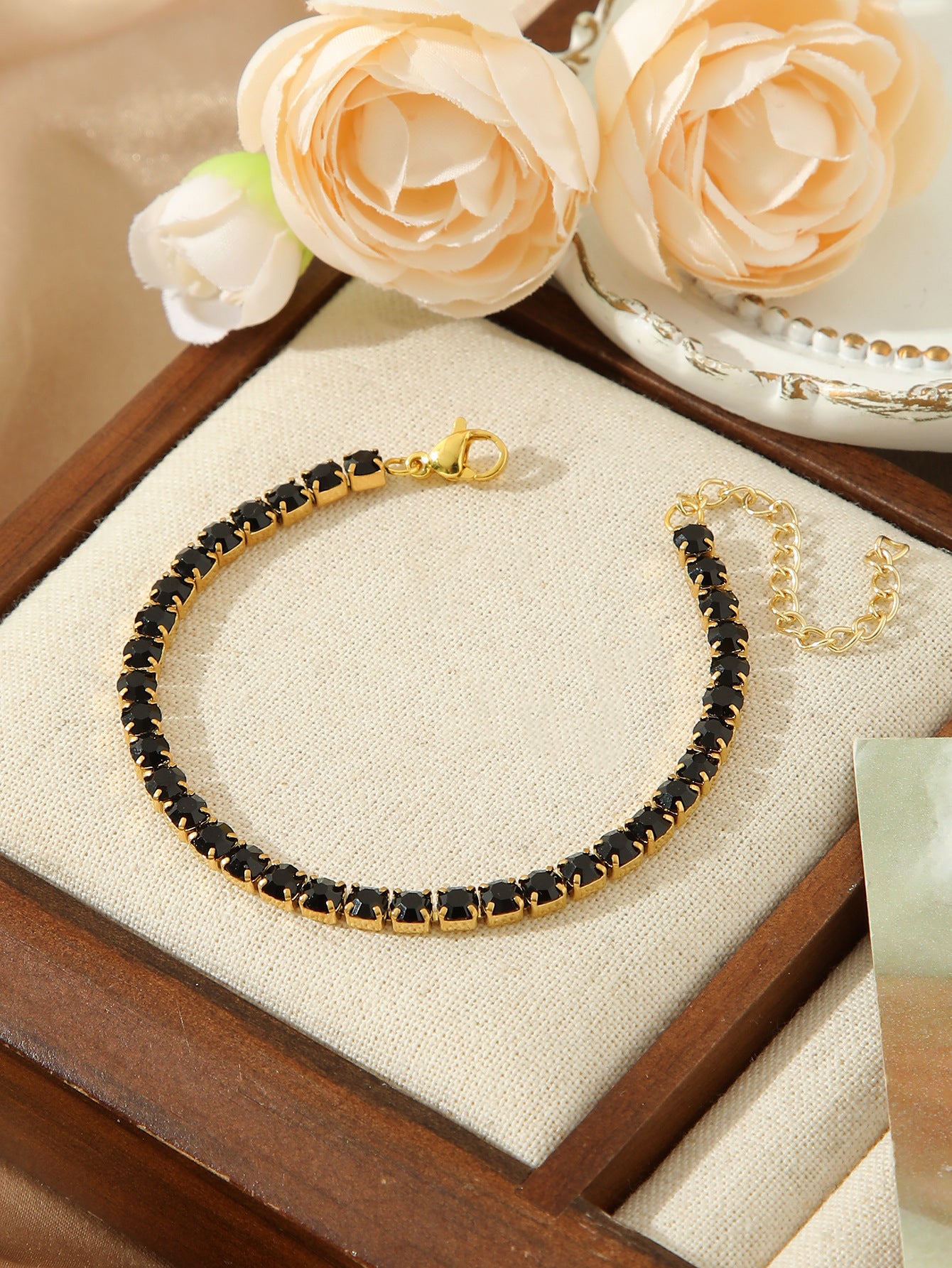 Color Zircon Tennis Bracelet Gold Stainless Steel