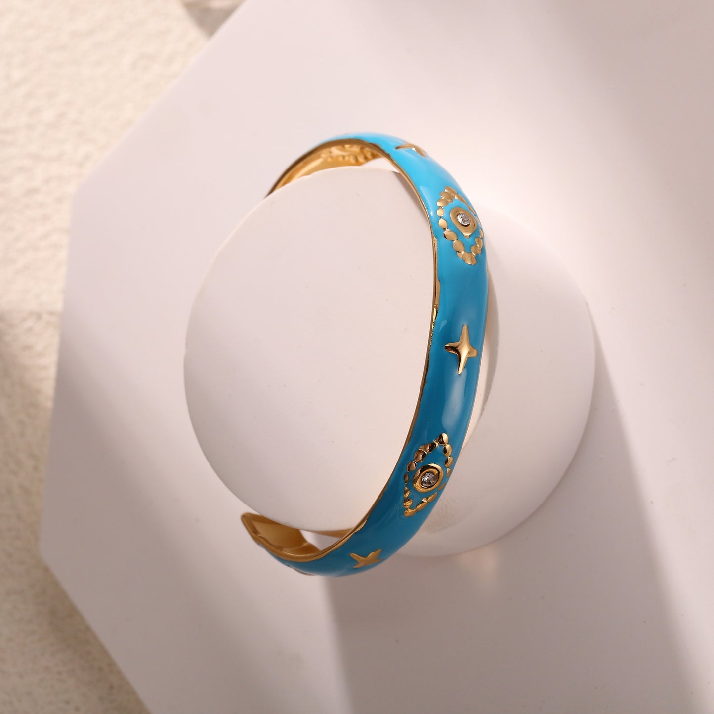 Color Drip Enamel Bangle 18K Gold Plated Stainless Steel