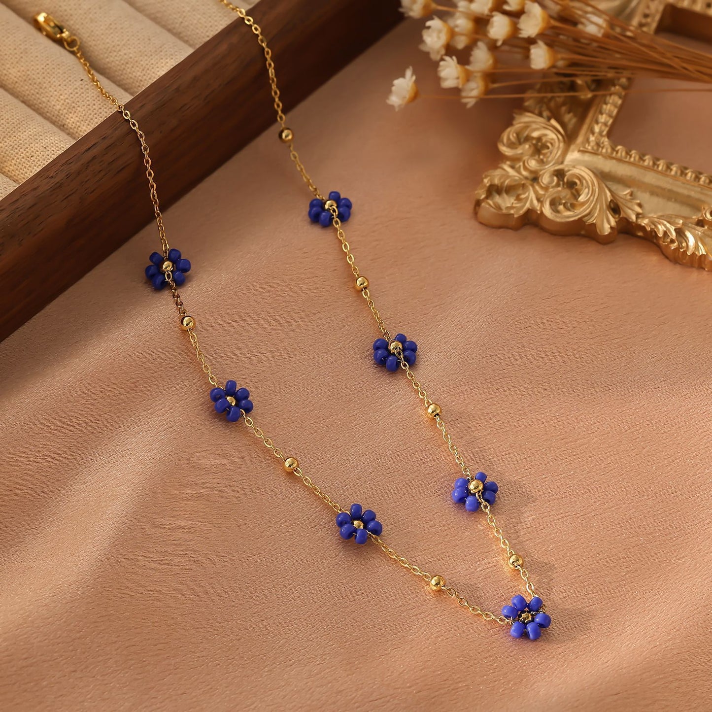Dainty Colorful Flower Gold Necklace