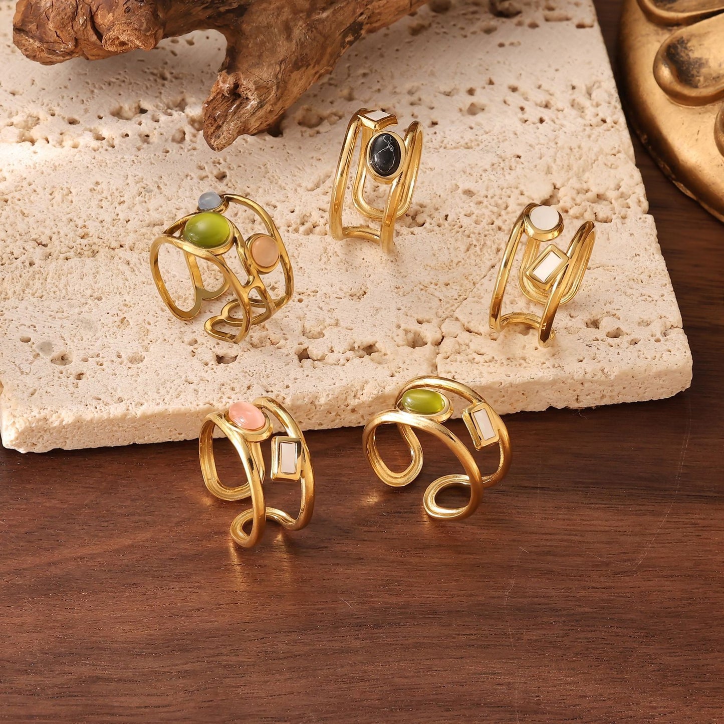Color Stone Open Ring