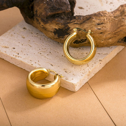 Premium Statement Hoop Earrings 18K Gold Plated Stainless Steel