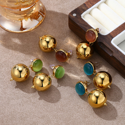 Minimalist Ball Zircon Drop Earrings