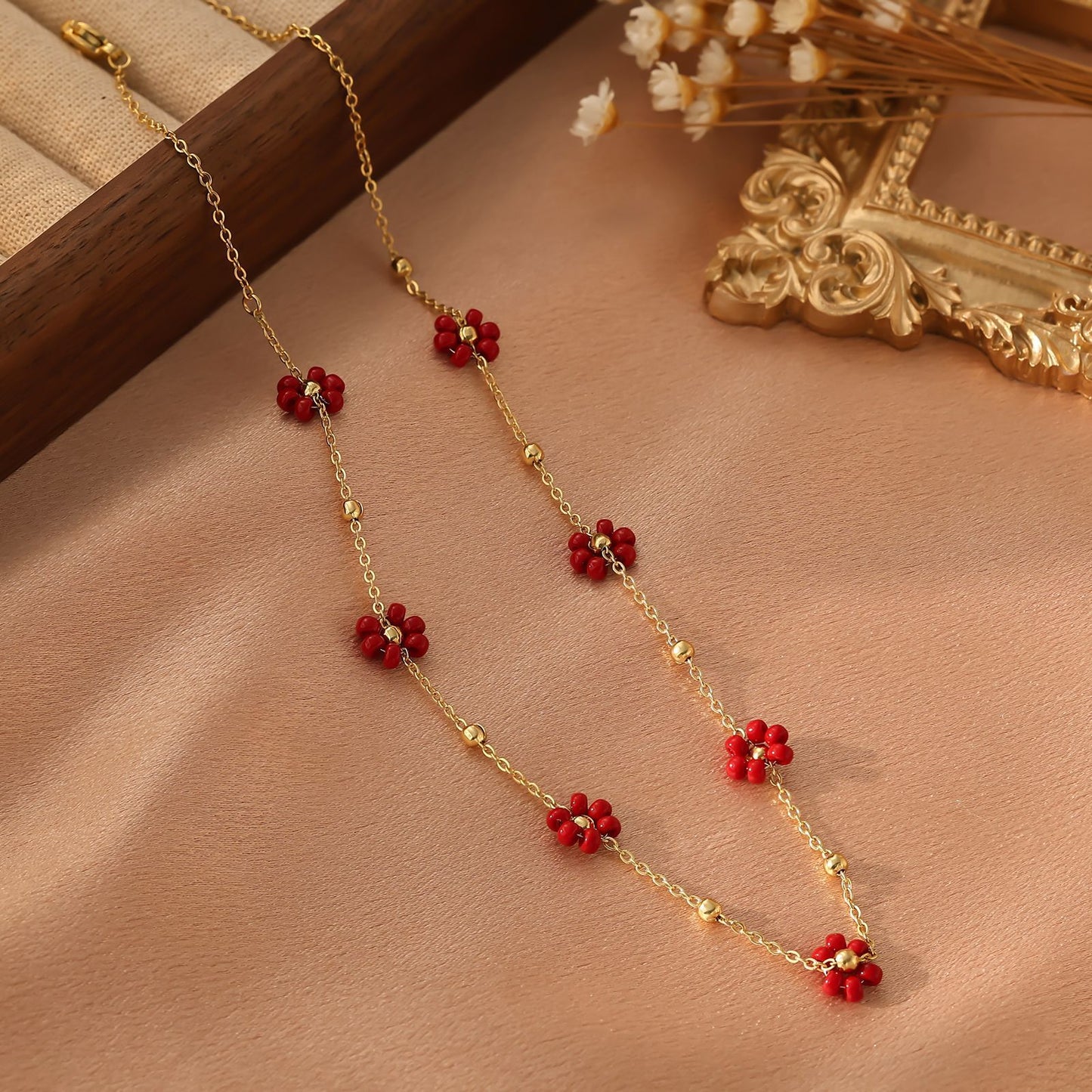 Dainty Colorful Flower Gold Necklace