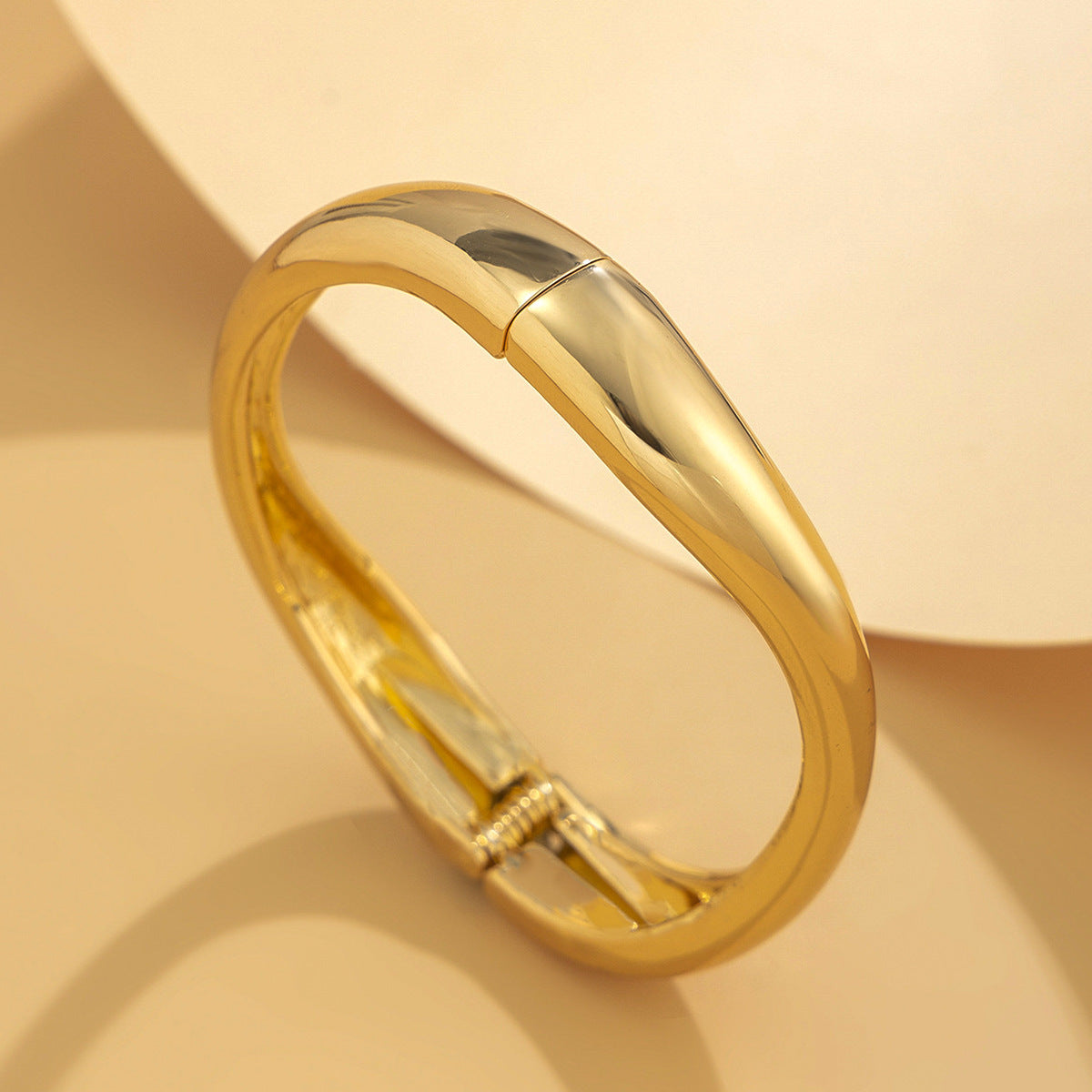 Bold Open Cuff Bracelet Gold Plated Stainless Steel