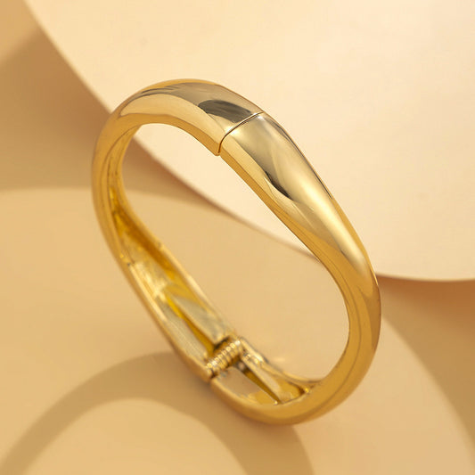 Bold Open Cuff Bracelet Gold Plated Stainless Steel