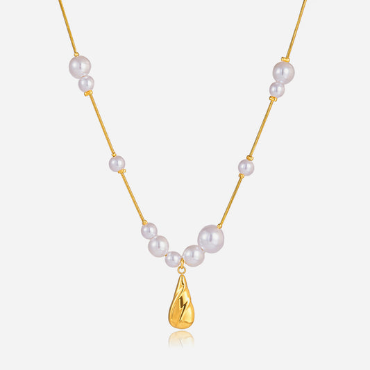 Pearl Drop Charm Necklace