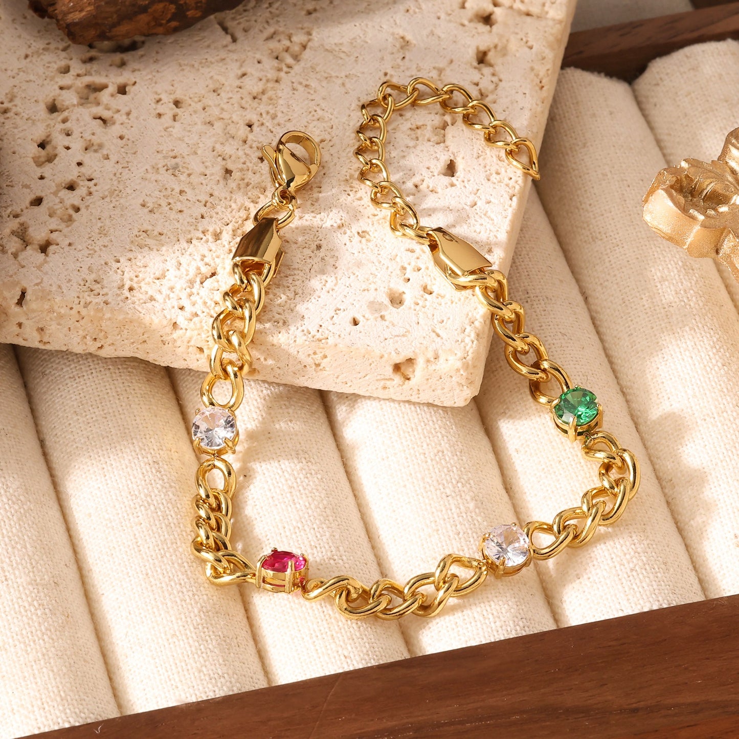Garnet Oval Chain Bracelet