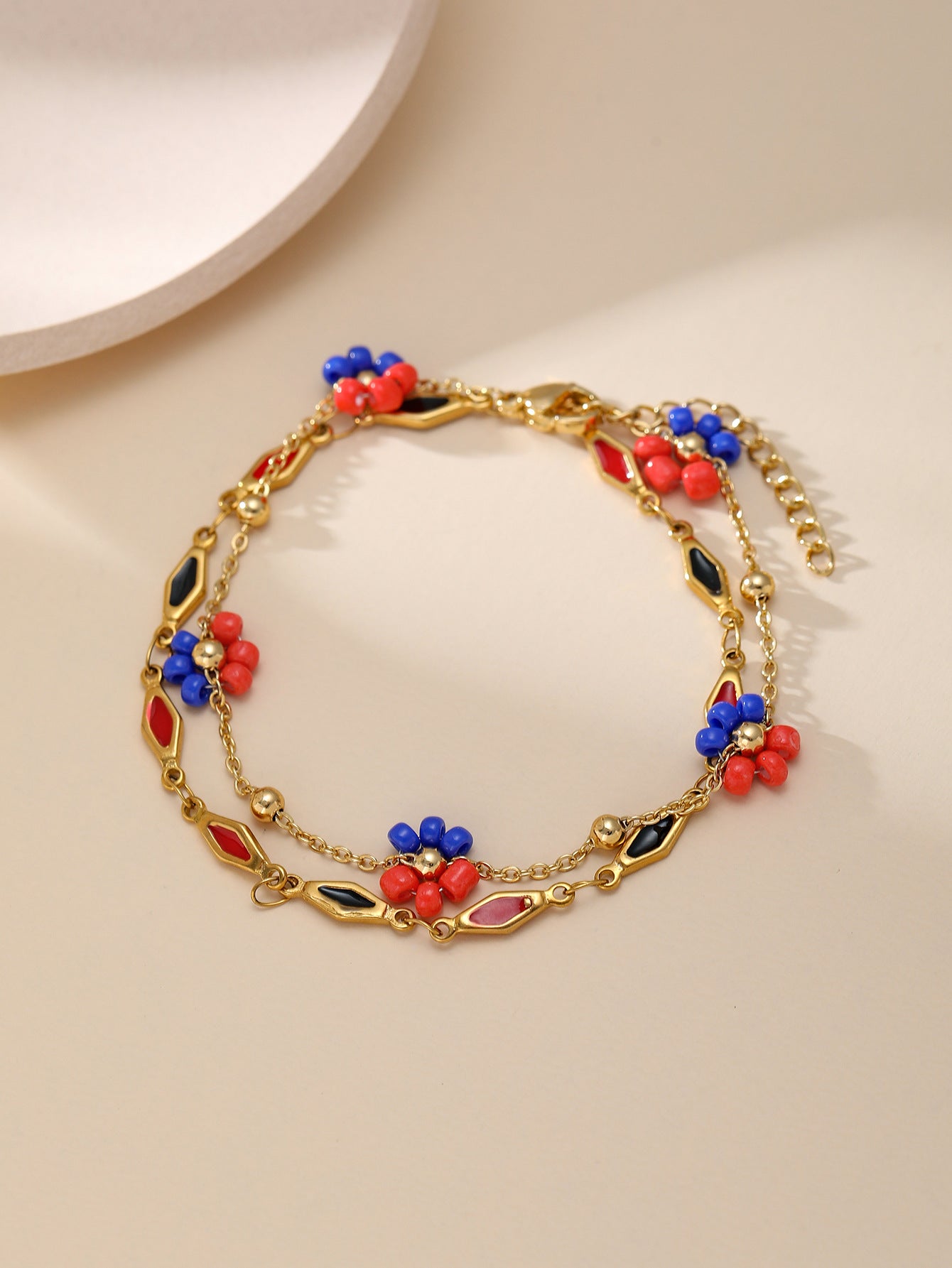 Floral Charm Bracelet Gold Plated Stainless Steel