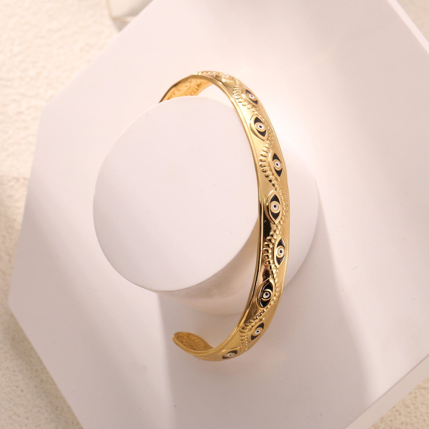 Color Drip Enamel Bangle 18K Gold Plated Stainless Steel