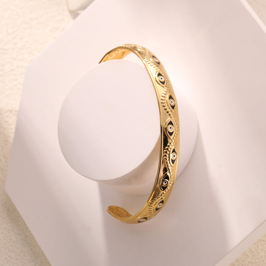 Color Drip Enamel Bangle 18K Gold Plated Stainless Steel