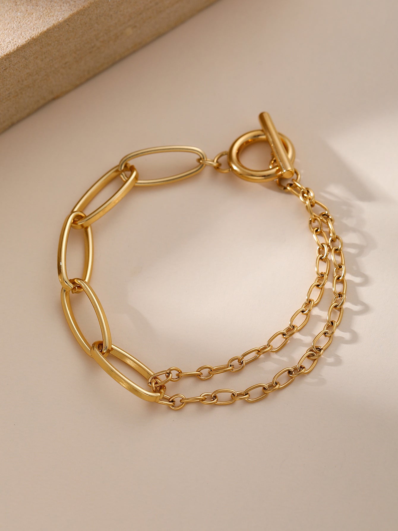 Paperclip Chain Bracelet Gold Stainless Steel