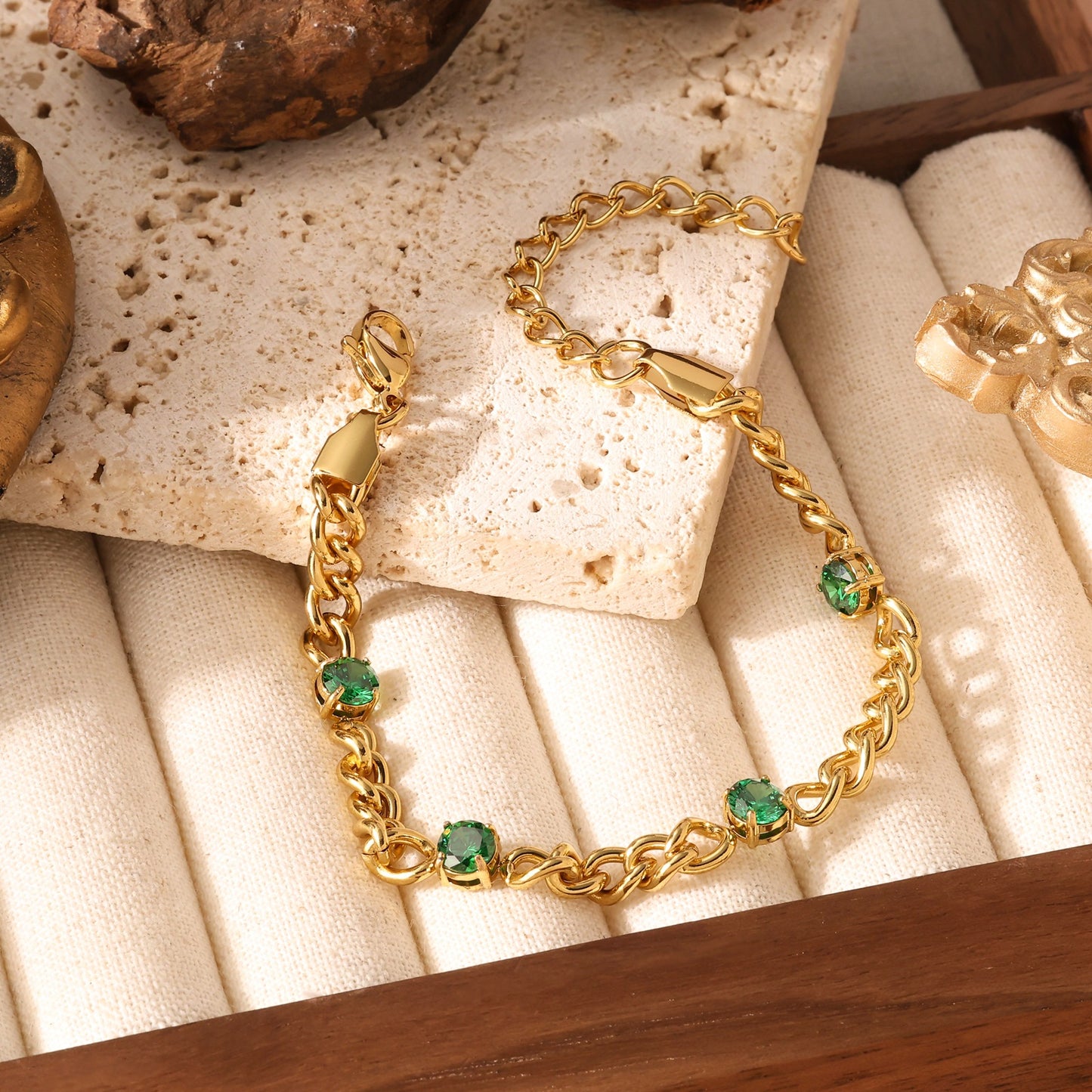 Garnet Oval Chain Bracelet
