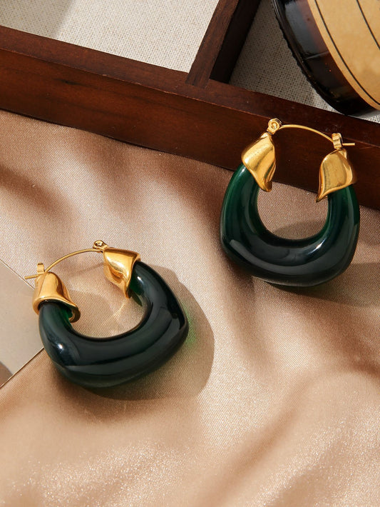 Transparent Acrylic Hoop Earrings Gold Stainless Steel
