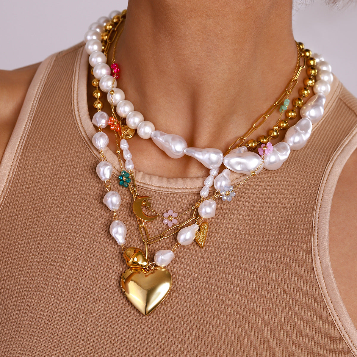 Celeste Pearl Heart Necklace