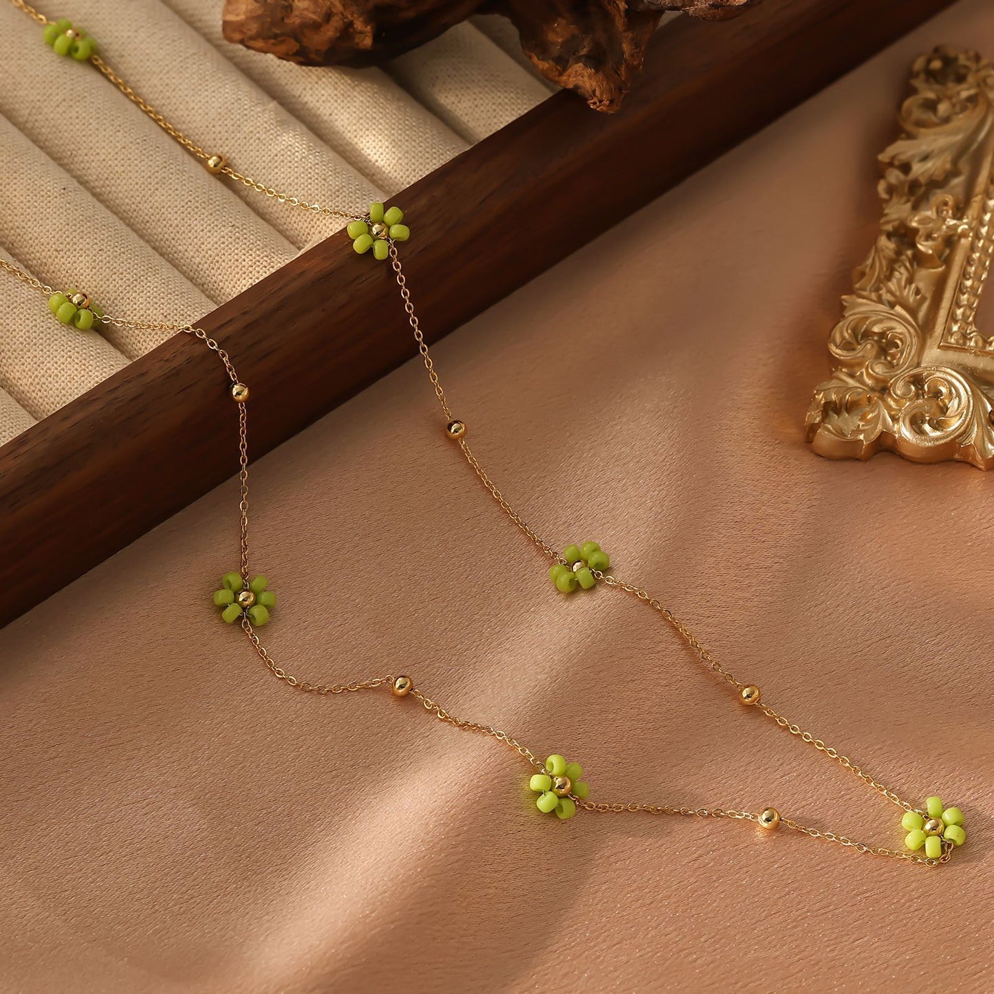 Dainty Colorful Flower Gold Necklace