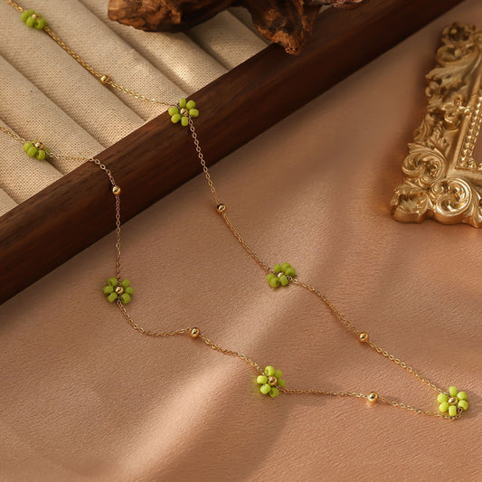 Dainty Colorful Flower Gold Necklace