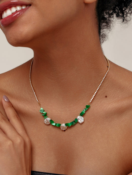 Green Stone Layered Necklace