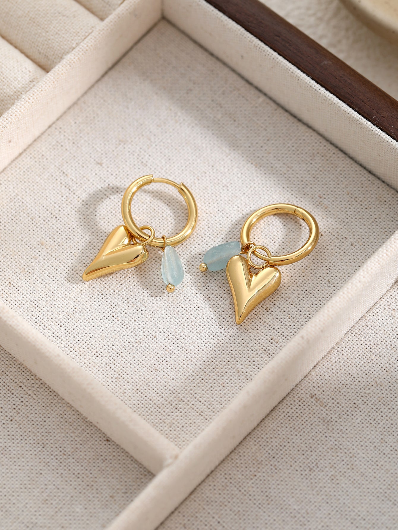 Gold Heart Beaded Drop Earrings