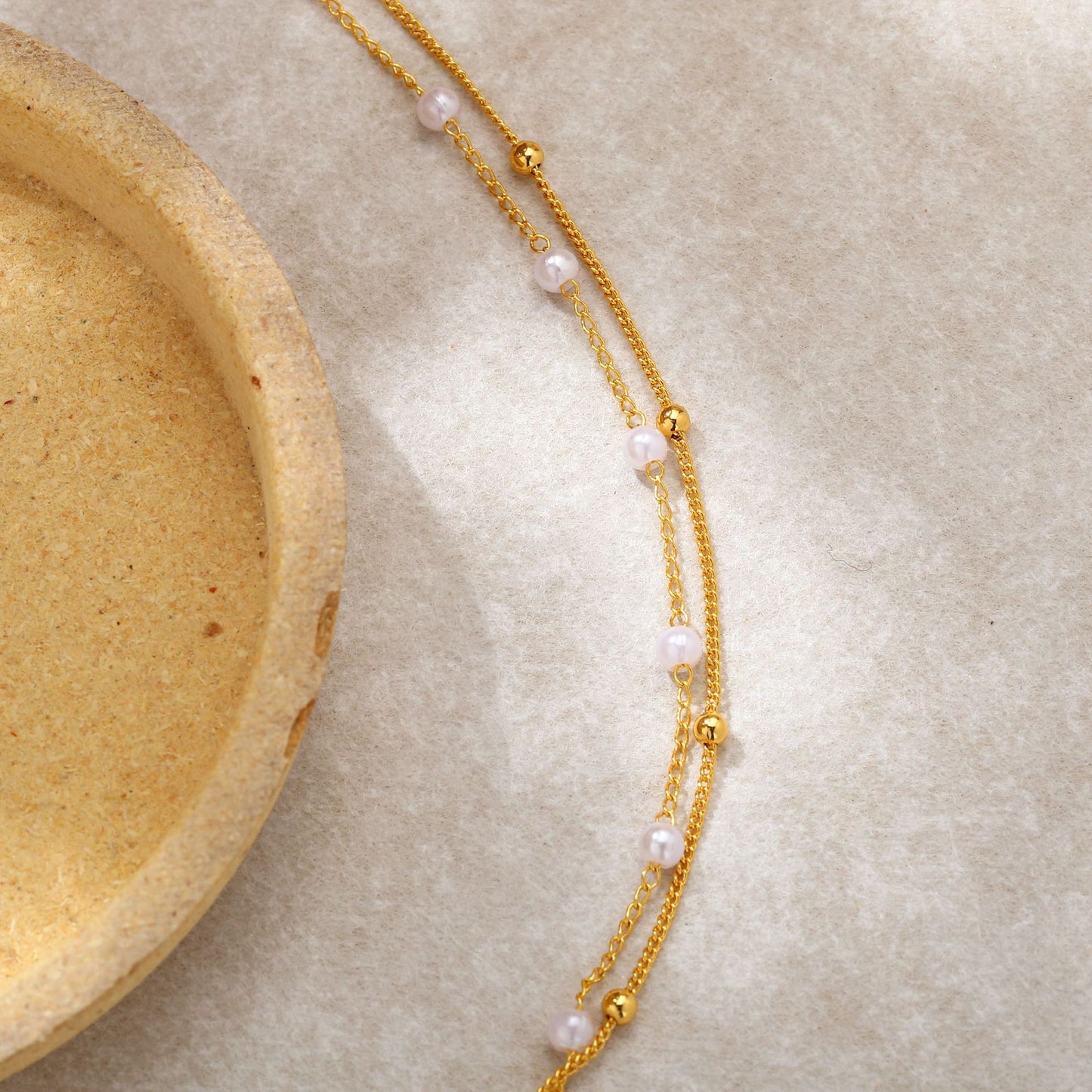 Double Layer Clover Bracelet Gold Plated Stainless Steel
