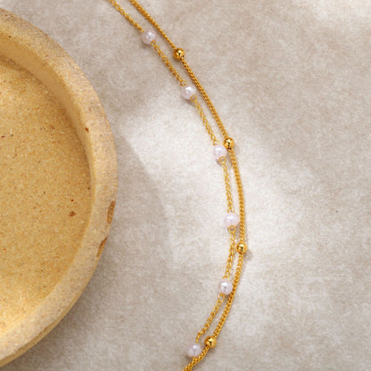 Double Layer Clover Bracelet Gold Plated Stainless Steel