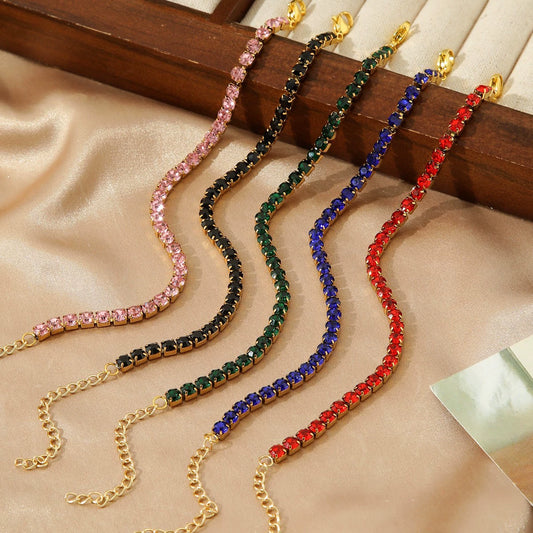 Color Zircon Tennis Bracelet Gold Stainless Steel