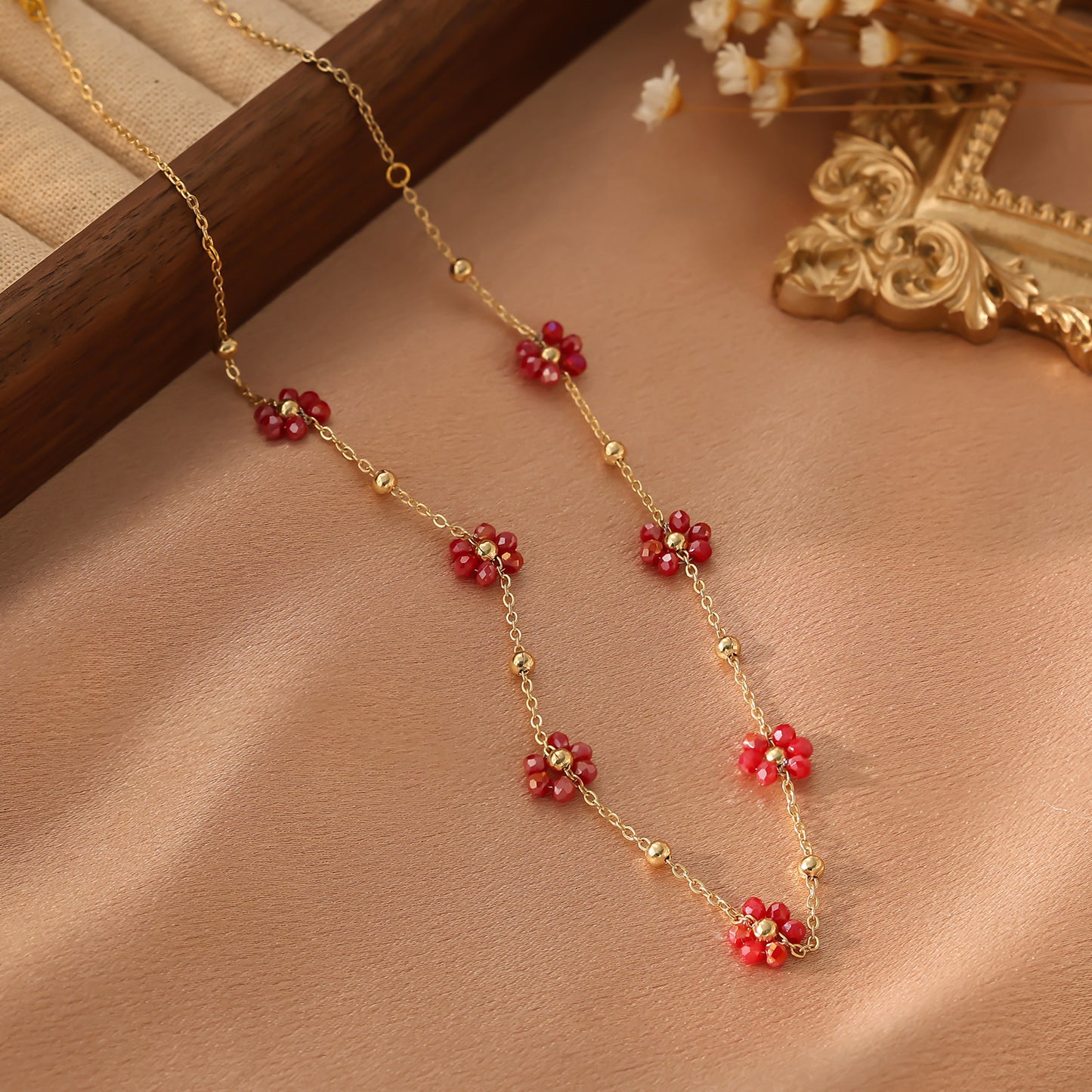 Dainty Colorful Flower Gold Necklace