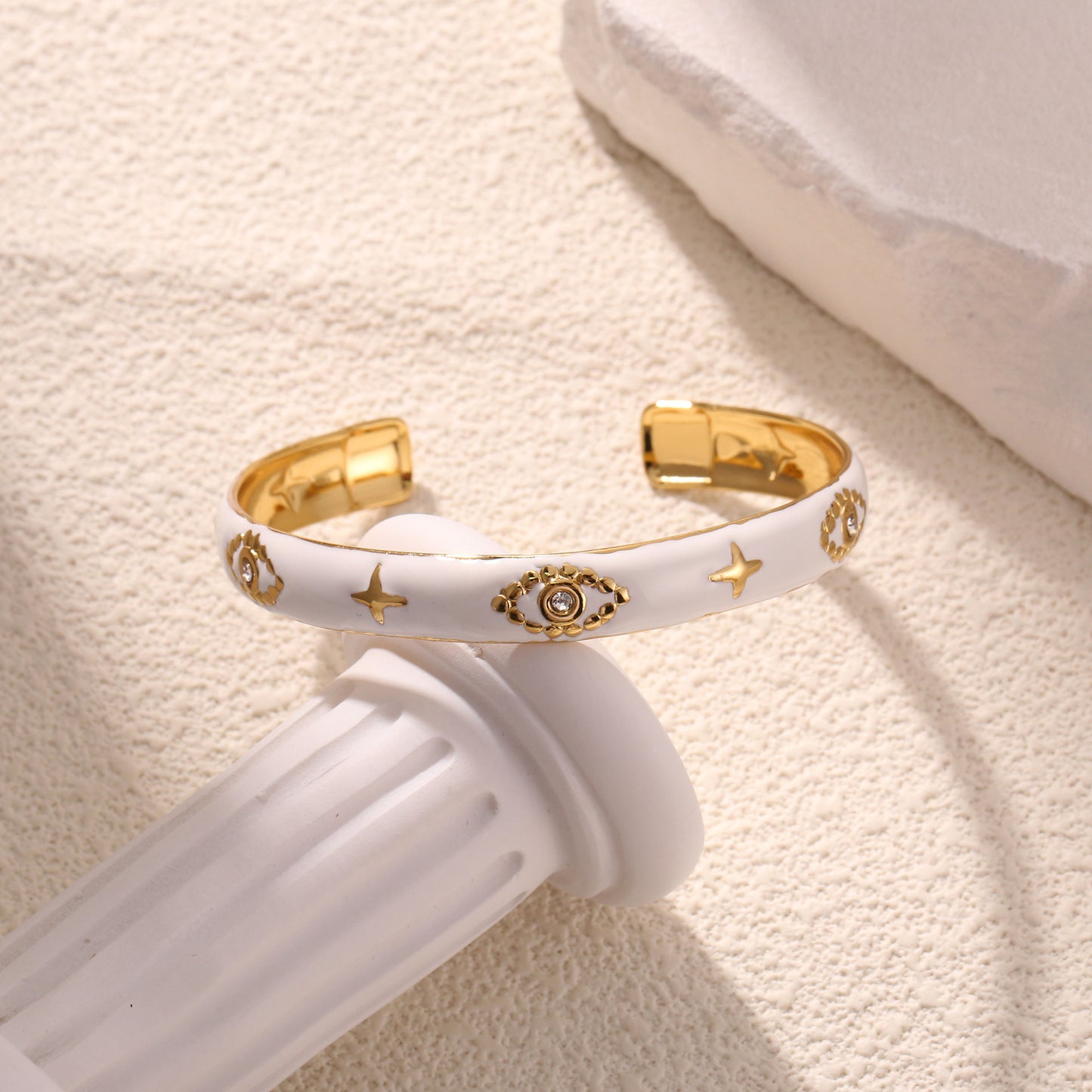 Color Drip Enamel Bangle 18K Gold Plated Stainless Steel