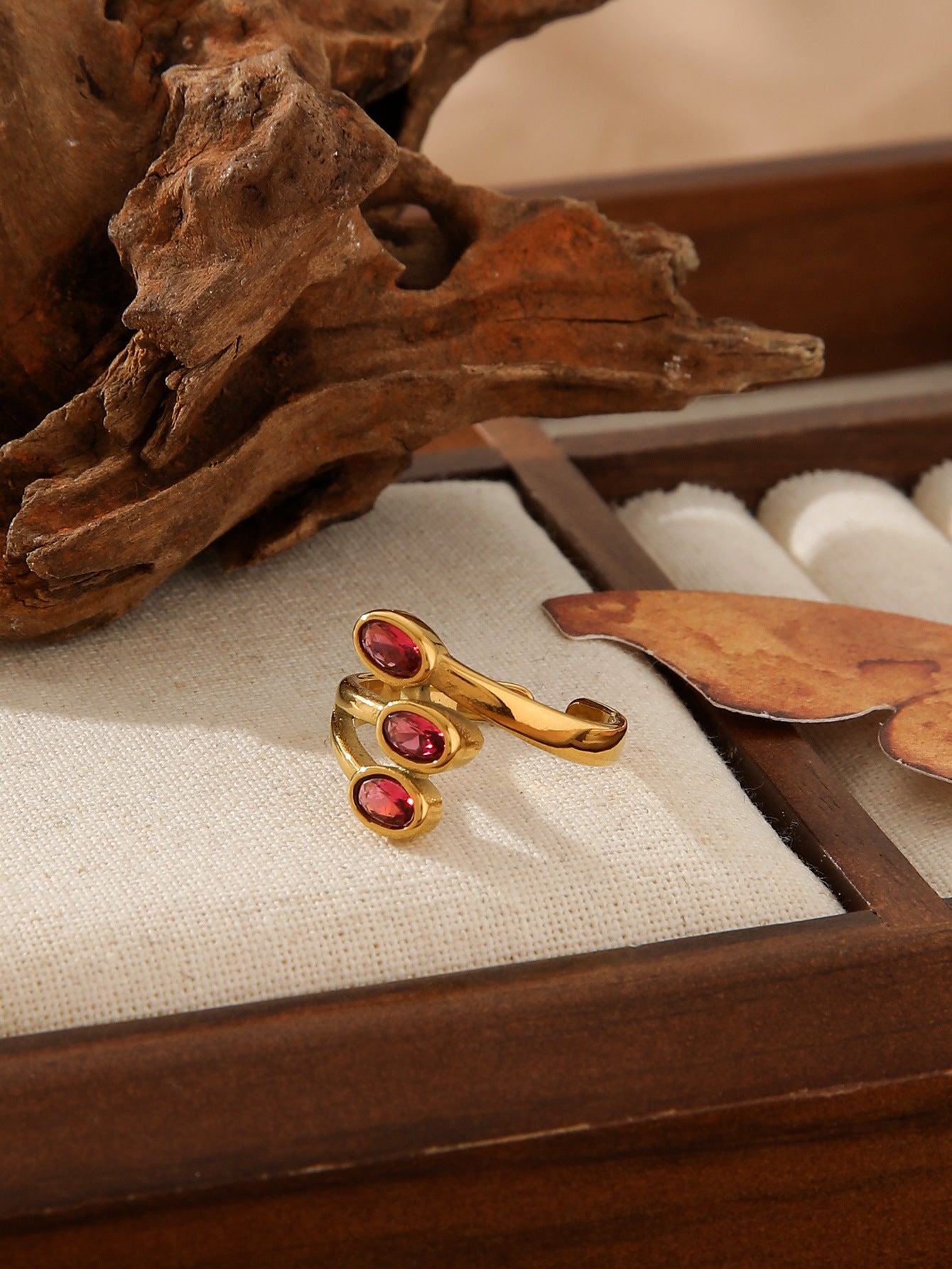 Triple Oval Zircon Open Ring