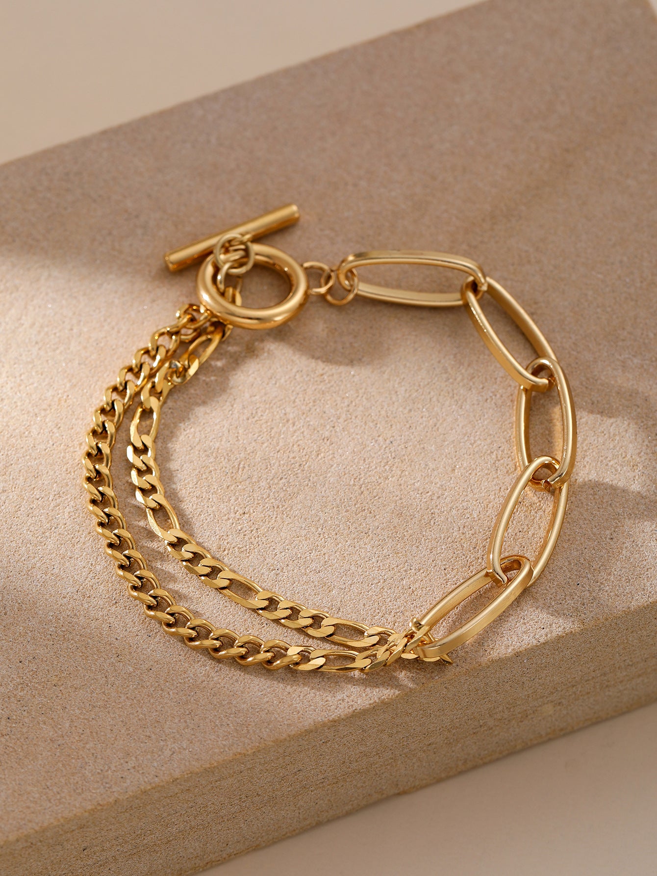 Paperclip Chain Bracelet Gold Stainless Steel