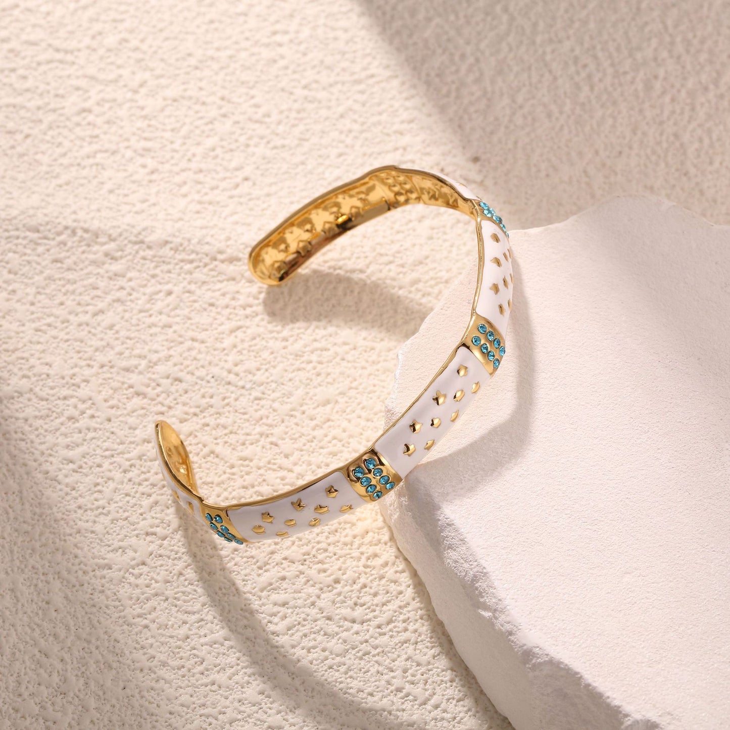 Color Drip Enamel Bangle 18K Gold Plated Stainless Steel