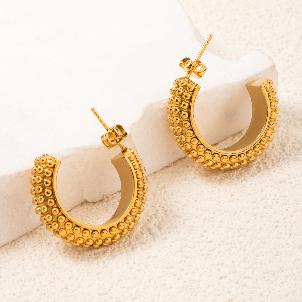 Minimal Gold Stud Earrings Stainless Steel Geometric Set 2