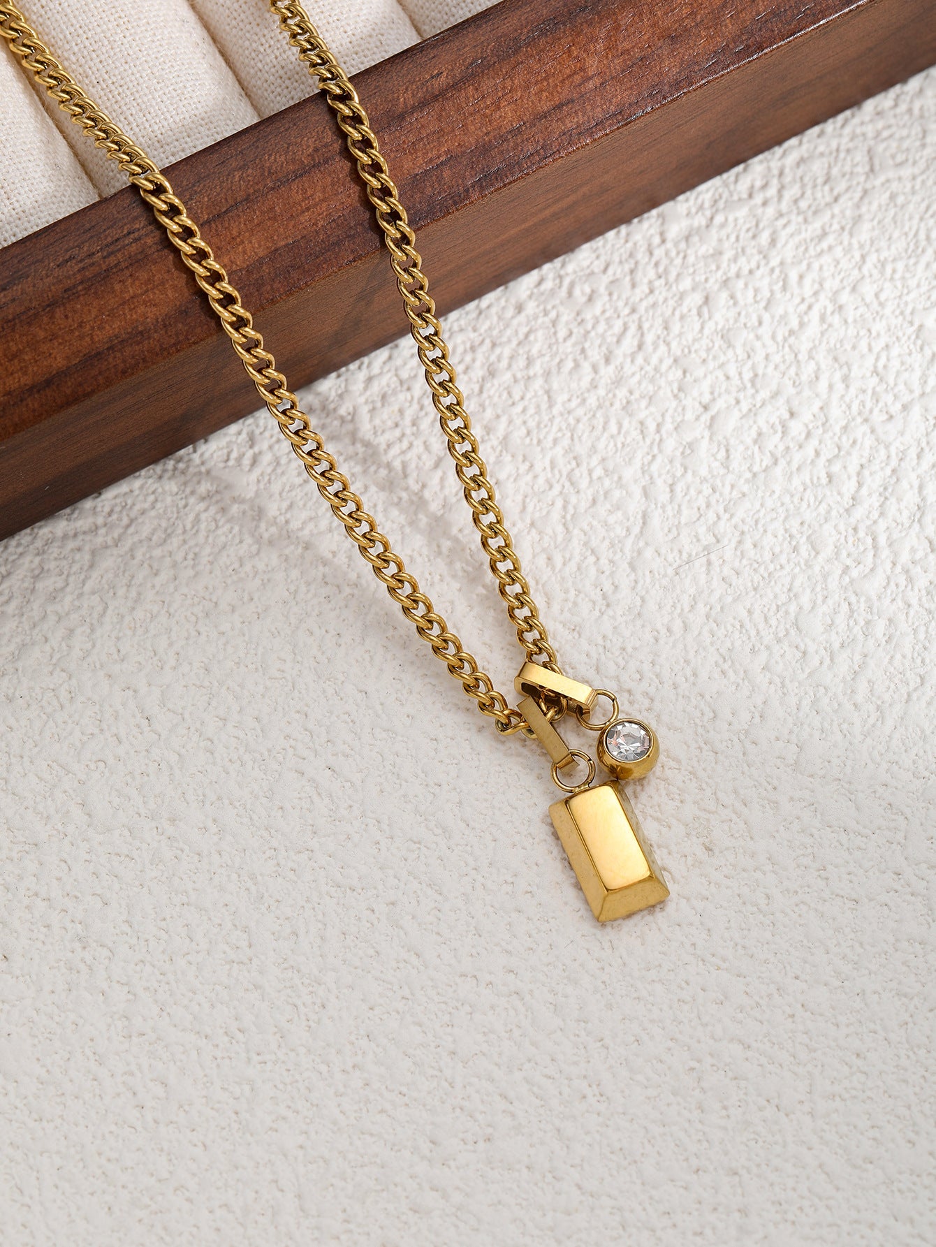 Layered Zircon Necklace Gold Plated Titanium Steel