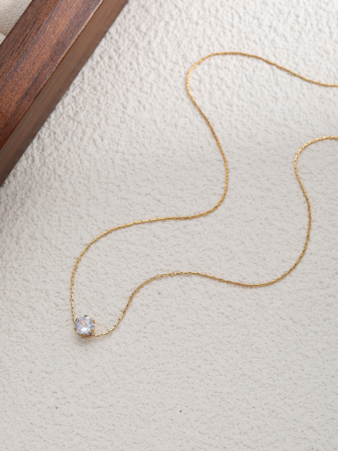 Layered Zircon Necklace Gold Plated Titanium Steel