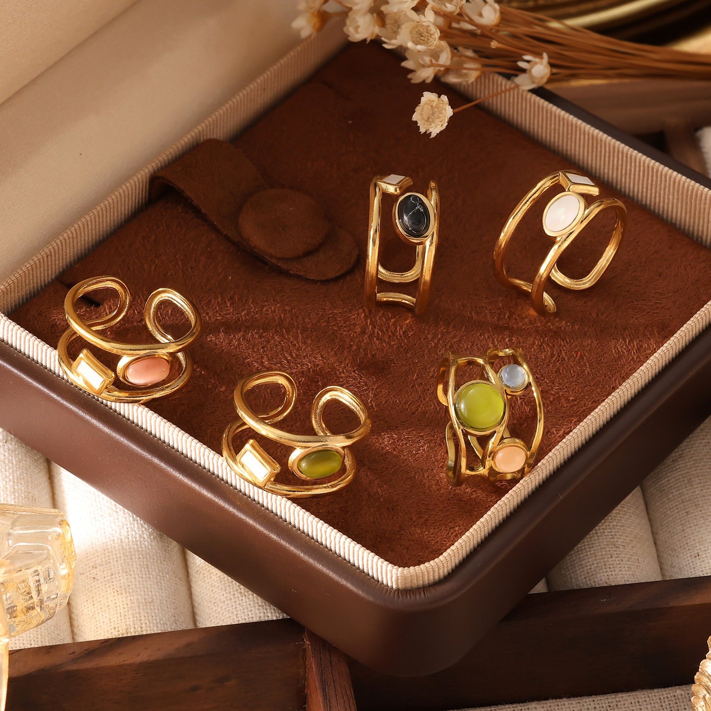 Color Stone Open Ring