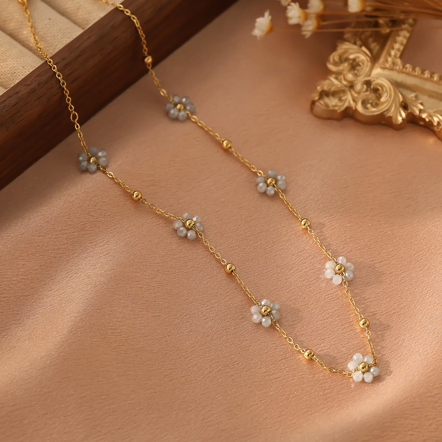 Dainty Colorful Flower Gold Necklace