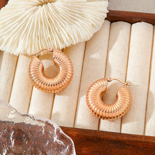 Smooth Chunky Hoop Earrings 18K Gold Plated Stainless Steel