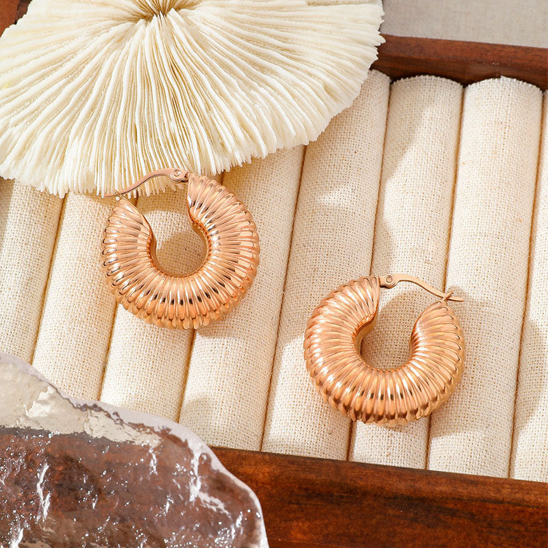 Smooth Chunky Hoop Earrings 18K Gold Plated Stainless Steel