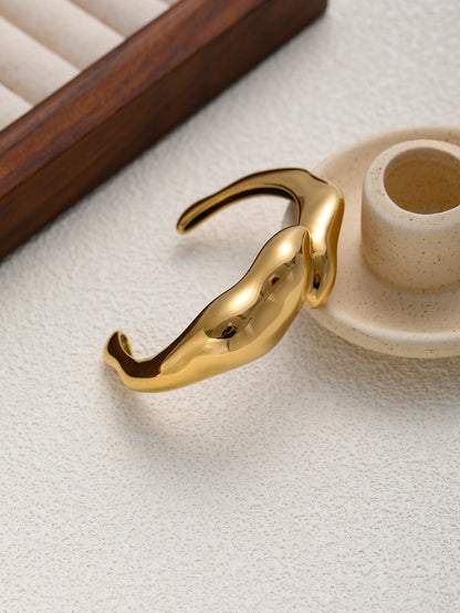 Wide Open Cuff Bracelet 18k Gold Plated Stainless Steel