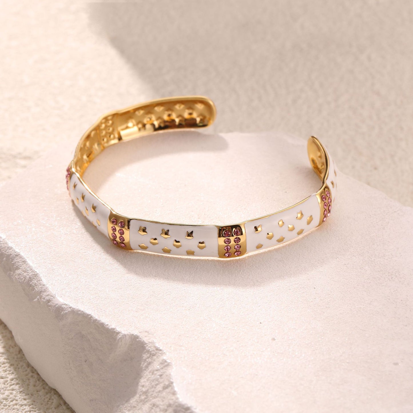 Color Drip Enamel Bangle 18K Gold Plated Stainless Steel