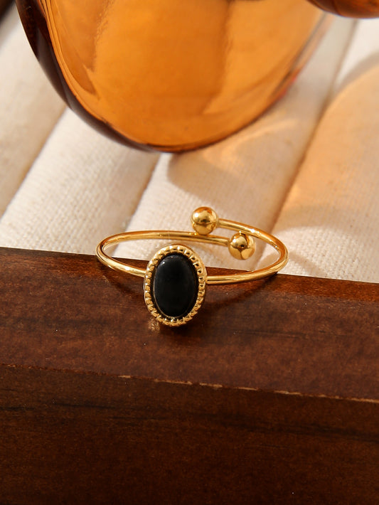 Vintage Natural Stone Adjustable Gold Ring