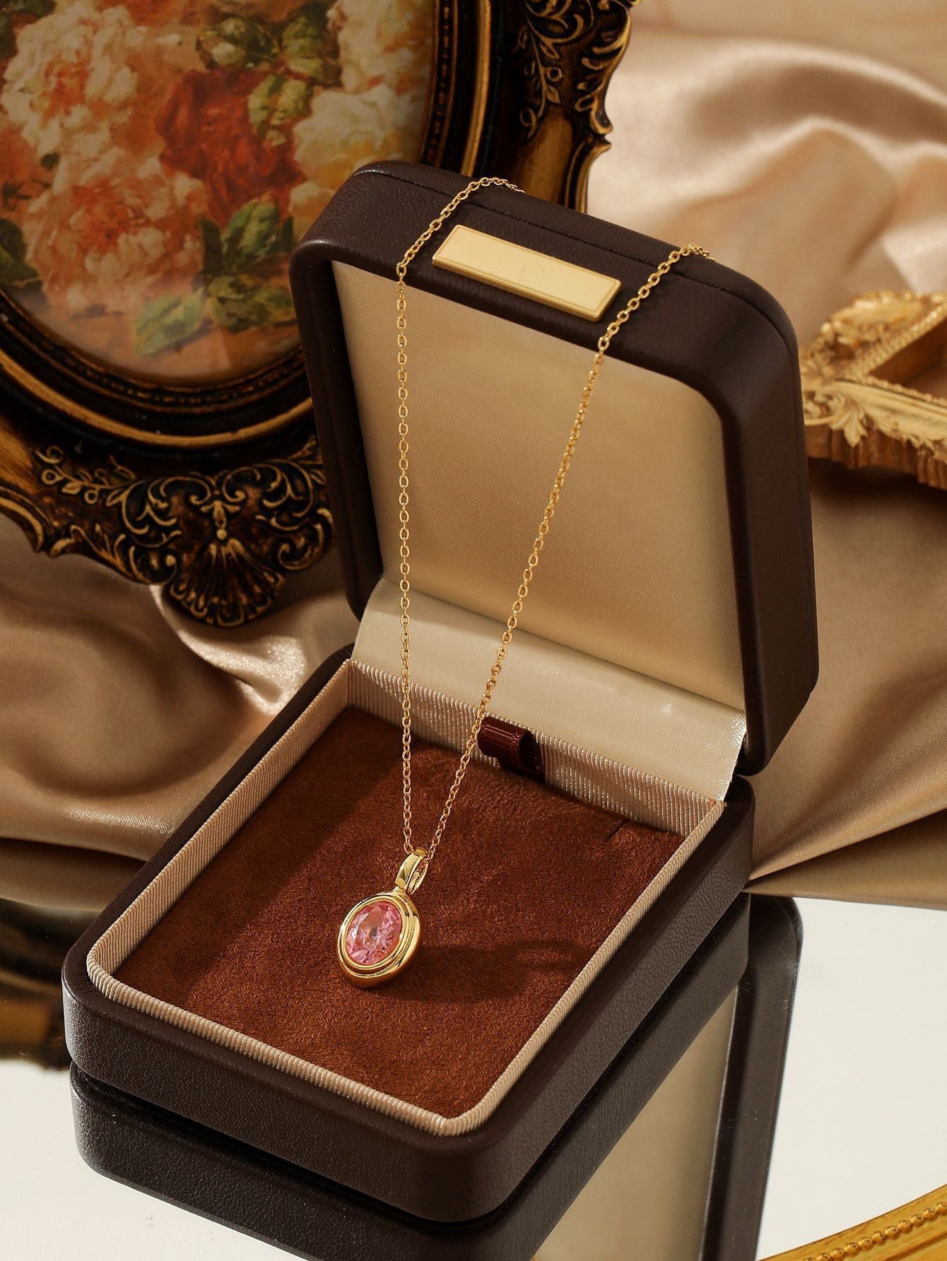 Vintage Gem Halo Pendant Necklace