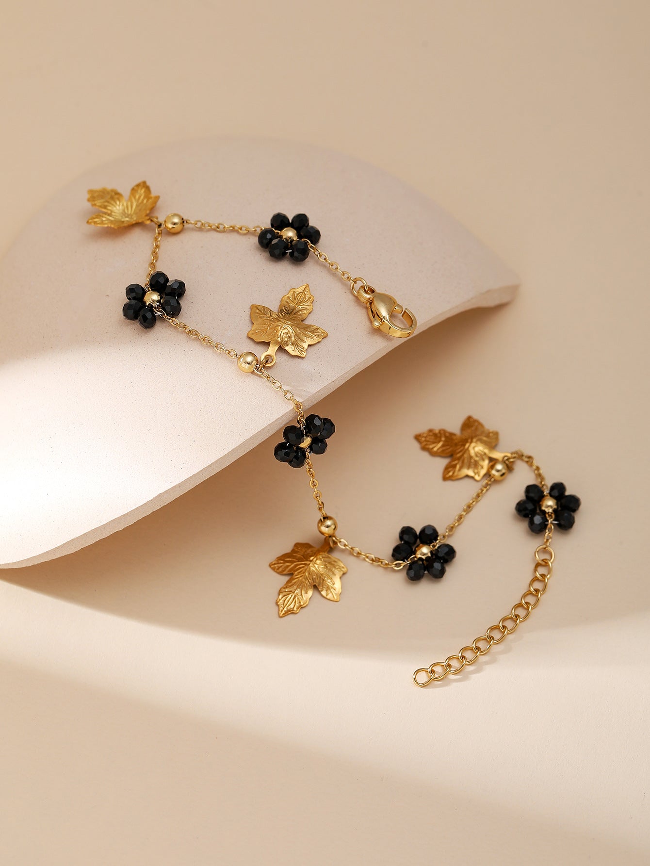Floral Charm Bracelet Gold Plated Stainless Steel