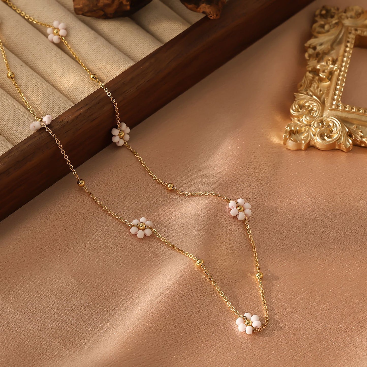 Dainty Colorful Flower Gold Necklace