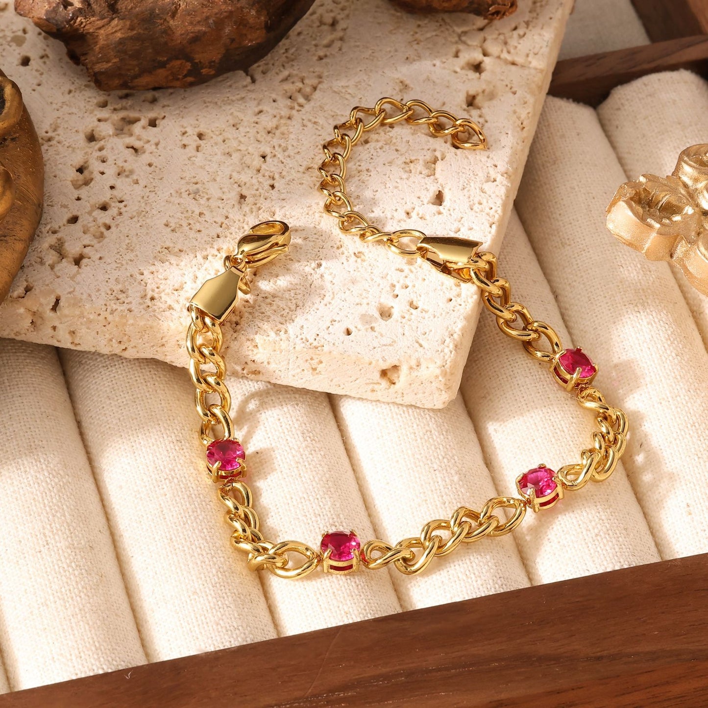 Garnet Oval Chain Bracelet