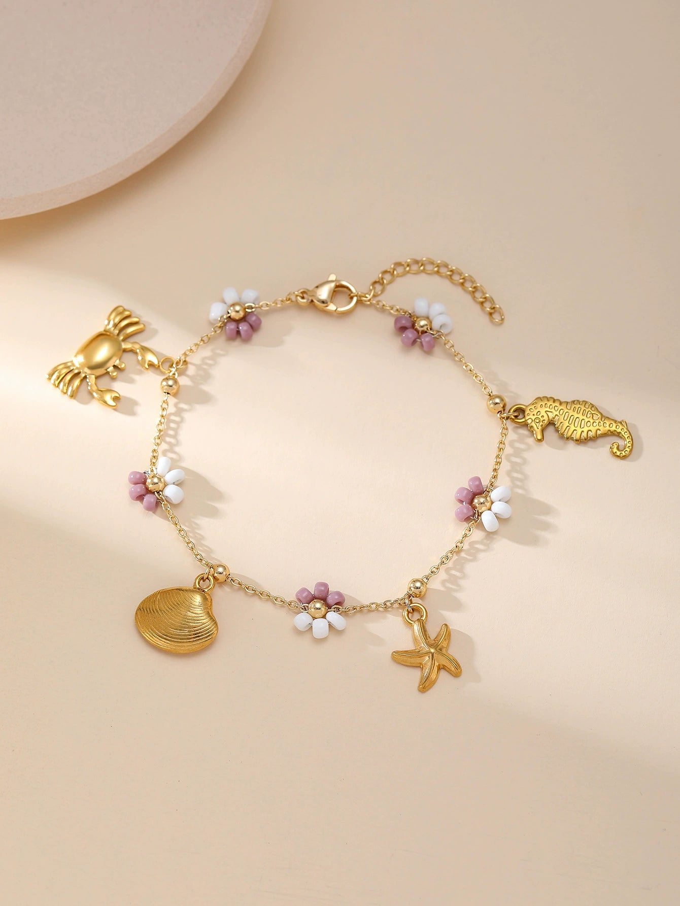Charm Bracelet Set 18K Gold Plated Stainless Steel