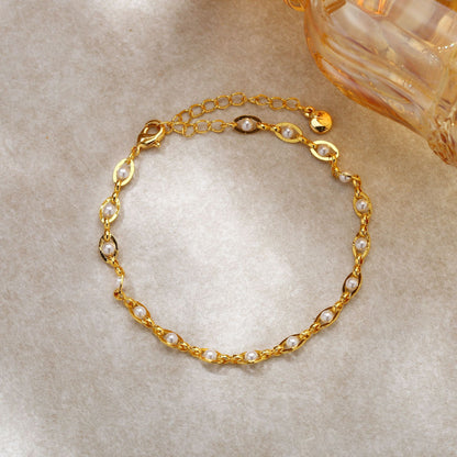 Double Layer Clover Bracelet Gold Plated Stainless Steel