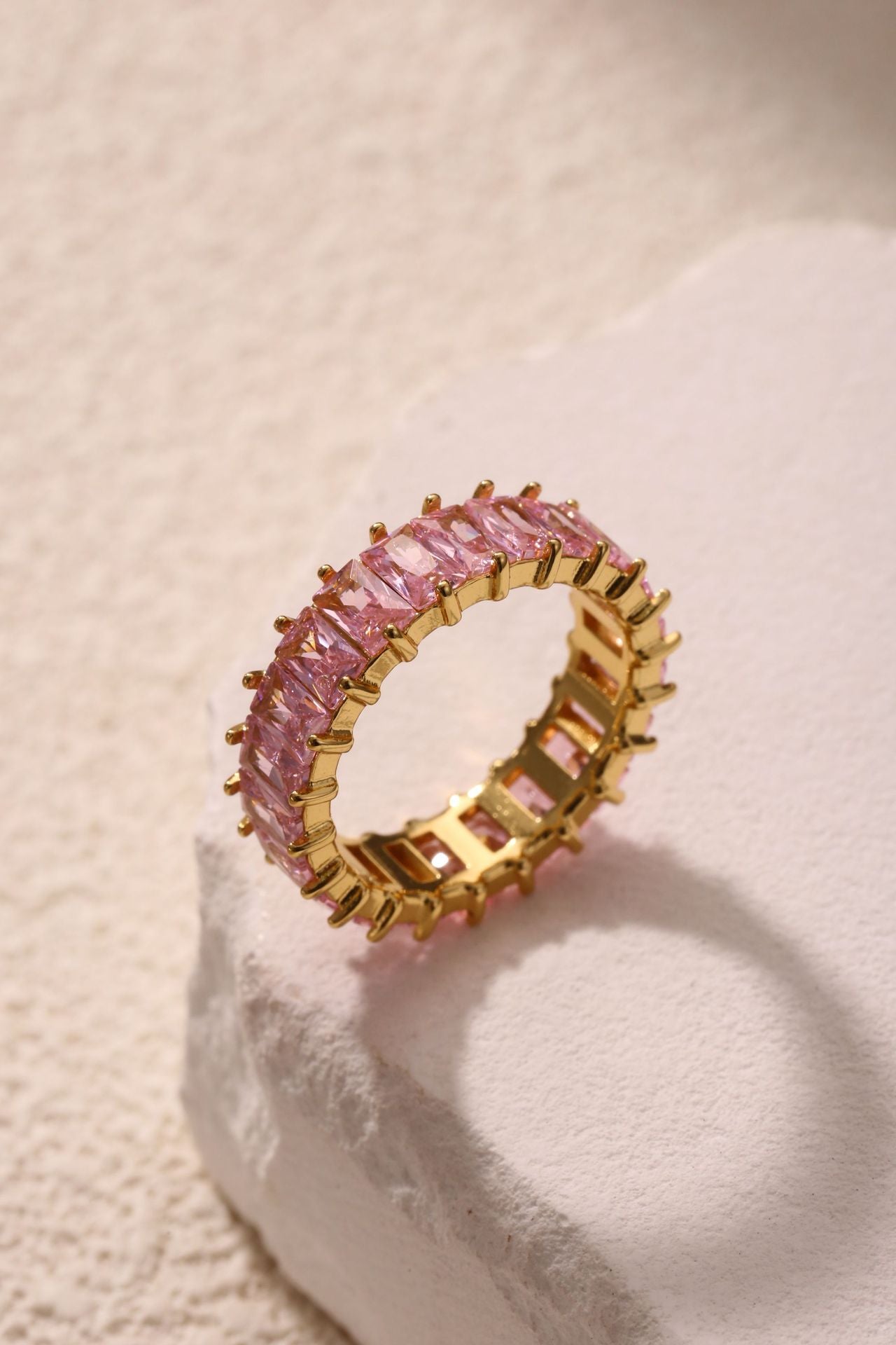 Gold Geometric Colored Zircon Ring