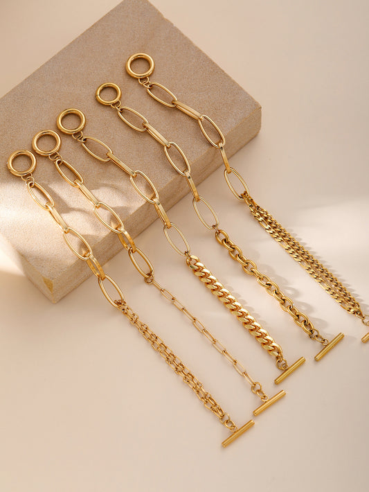 Paperclip Chain Bracelet Gold Stainless Steel